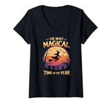 Womens The Most Magical Time of The Year Halloween Witch Fun V-Neck T-Shirt