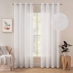 MIULEE Rideaux Lin Imitaion Rideau De Fenêtre Semi-Transparents Lisse Élégant Décoration Panneaux Voile De Fenêtre Durable Traitement pour Chambre Salon Balcon 140x225(L X H) Blanc