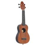 Ortega Guitars Ukulélé Soprano acoustique - modèle gaucher - Keiki K2 - Kit de démarrage incluant Accordeur, Courroie, 5 Médiators Medium et Sac à cordon - acajou (K2-MAH-L)