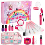 La Manuli Maquillage Enfant Jouet Filles - Faux Maquillage Enfant Fille, Sac à Main et Accessoires, Jeux D'imitation, Anniversaire Cadeau pour Princesse Filles 3 4 5 6 7 8 Ans