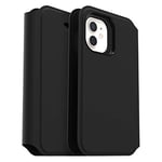 OtterBox Strada Via Case for iPhone 12 mini, Shockproof, Drop Proof, Slim, Soft Touch Protective Folio Case with Card Holder, 2x Tested to Military Standard, Black