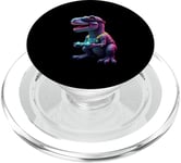 Gaming Dinosaurs- Le T-rex joue aux jeux vidéo PopSockets PopGrip pour MagSafe