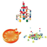 Bundle of Hape Super Spirals | Quadrilla Wooden Marble Run Toy Expansion Pack with Spiral Twists Xylophone Rail and Spiral + Hape Marble Catchers, Multi-Colour + Hape Quadrilla Marble Racers