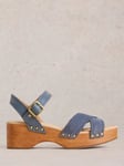 White Stuff Phoebe Criss Cross Leather Sandals, Blue