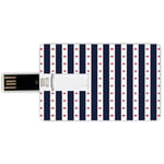 4G USB Flash Drives Credit Card Shape USA Memory Stick Bank Card Style Happy Fourth of July Famous Day of States with Vertical White Stripes and Stars Decorative,Indigo Red White Waterproof Pen Thumb