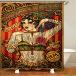 N / A Freak Show Tattooed Woman Shower Curtains Bathroom Curtain Circus Tattoo Lady Bath-W120cmxH200cm