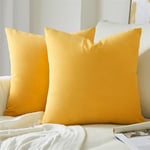 Topfinel Housse Coussin en Velours Doux 40x40cm Jaune Lot de 2 Canape Chaise Salon Maison Taies d'oreiller Carré pour Deco Chambre Lit Fauteuil Déco Aesthetic Scandinave