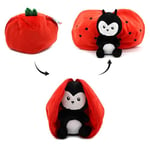 LES DÉGLINGOS - FLIPETZ - Doudou Comet la Coccinnelle/Tomate - Coccinnelle Cache-Cache réversible - Peluche Toute Douce pour bébé - Idées Cadeaux de Naissance, Rouge et Noir