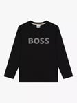 HUGO BOSS Kids' Logo Long Sleeve T-Shirt, Black