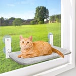 AMOSIJOY Perchoir Mural pour Chat sans Fil avec 4 ventouses, Ancre et vis pour Deux façons d'installation, Cadre en métal Massif et Housse réversible, lit Pliable pour Chats d'intérieur