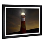 Big Box Art Framed Print of Architecture Lighthouse Beacon Design | Wall Art Picture | Home Decor for Kitchen, Living, Dining Room, Bedroom, Hallway, Office, Black, A2 / 24.5x18 Inch / 62x45cm