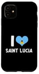 iPhone 11 I Love Saint Lucia Pride St. Lucian Flag Heart Case