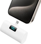 Mini Power Bank for iPhone 15 Series,Upgraded 5200mAh PD USB C Portable Charger Built-in USB-C Connector,Battery Pack Compatible with iPhone 15/15 Plus/15 Pro/15 Pro Max/Samsung,Android -White