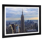 Big Box Art Framed Print of Empire State Building New York City Skyline (4) Design | Wall Art Picture| Home Decor for Kitchen, Living Room, Bedroom, Hallway, Black, A2 / 24.5x18 Inch / 62x45cm