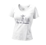 T-Shirt Femme Col V Rio De Janeiro Minimalist Brésil Voyage Foot Carnaval