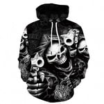 ZHRDRJB 3D Imprimé Hoodies,Unisex Pullover 3D Print Noir Et Blanc Skeleton Hoodie Sweatshirt Couple Novelty Outerwear Tracksuits Hip Hop Cool Streetwear with Pocket,M