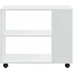 Helloshop26 - Table basse rectangulaire à roulettes pour salon meuble stylé avec étagère de stockage 60 x 70 x 35 cm blanc