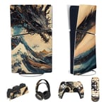 PlayVital Autocollant pour ps5 Slim Console Digital Edition Sticker Skin pour ps5 Slim,Kit d'Autocollants Accessoires pour ps5 Manette pour ps5 Télécommande&Casque&Station de Charge-Dragon Tempête