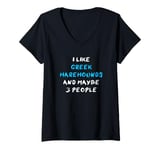 Womens I Like Greek Harehounds And Maybe 3 People Greek Harehound V-Neck T-Shirt