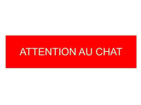 plaque ou etiquette boite aux lettres ATTENTION AU CHAT - Rouge 100x25mm