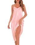 Migcaput Nuisette Femme Satin Longue Chemise de Nuit Bretelles Reglables Robe de Nuit Femme Sling Sexy Col en V