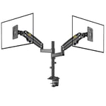 Ergosolid Heavy Duty Swivel Desk Mount with Gas Spring for Two 22-32 Inch LED LCD Monitors, VESA 75mm and 100mm up to 2x12 kg