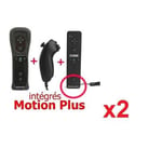 Manette Motion Plus Wii + Nunchuck Blanc noir compatible avec Nintendo WII WII mini WII U x2