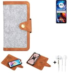 Felt Case + earphones for Motorola Moto E32 Cover light grey