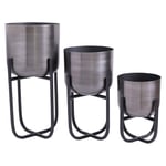 Country Living Set of 3 Iron Planters on Stands Pewter