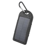 Solcelledrevet Powerbank 5000 mAh 2 Usb + LED-lommelykt