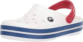 Crocs Crocband Clogs, Men's Clogs, Lightweight, Easy to Clean and Slip On, White / Blue Jean Stripe Detail, Size M9W10 UK