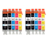10 Ink Cartridges (5 Set) for Canon PIXMA TS6151, TS8100, TS8252, TS8350, TS9150