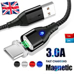 Uk Magnetic Cable 3a Type C / Micro Usb Fast Charger For Android Iphone Samsung