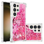 IMEIKONST Samsung Galaxy S24 Ultra Glitter Case, Liquid Quicksand Transparent Sequin Slim Girls Soft TPU Bumper Silicone Shockproof Cover for Samsung S24 Ultra. Bling Cherry Blossoms YB