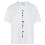 Tee-shirt à col rond Junior Garçon Calvin Klein en coton blanc