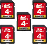 Carte Mémoire SDHC 4 Go Lot de 5 Cartes, Prime Série, Haute Vitesse, Compatible avec Photos, vidéos, Musique, des fichiers vocaux, Caméscope, Caméra, PC, Classe 4, avec 5 Mini étuis.[G734]