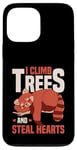 Coque pour iPhone 13 Pro Max Panda rouge grimpe aux arbres et vole des cœurs Panda rouge endormi