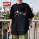 K-POP Stray Kids tryckt bomull T-shirt för män kvinnor black 2 S