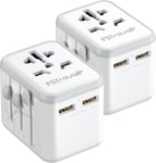 2 Pack Universal Travel Adapter, Plug Adapter Worldwide with 2 2-PACK 