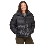 Marmot Women's Guides Down Hoody F22, Lightweight down jacket, warm winter puffy, water-repellent quilted coat, windproof functional jacket, packable outdoor jacket with hood, Black, L