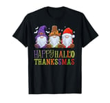 Halloween Thanksgiving Christmas Happy HalloThanksMas Gnomes T-Shirt