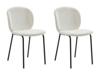 Lot de 2 chaises en tissu bouclette et métal noir - Crème - BEJUMA