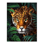 Artery8 Powerful Jaguar Lurking In Jungle Plants Painting Living Room Large Wall Art Poster Print Thick Paper 18X24 Inch