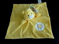 *. DOUDOU PLAT BISOUNOURS CARE BEARS BABY OURS JAUNE SOLEIL DESS RAYE 100% NEUF