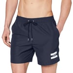 Calvin Klein Men's Medium Drawstring Trunks, Blue (Black Iris CBK), Small (Size:S)