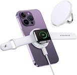 Chargeur sans Fil 3 in 1,Applicable À Station De Chargeur Induction pour  Apple Watch Et Iphone, 18W Charge Rapide Applicable À Iphone  14/13/12/11/Pro Max/Galaxy/Iwatch 8/Airpods 3(White)