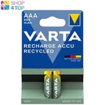 2 VARTA RECHARGE ACCU RECYCLED AAA BATTERIES LR03 800mAh NiMH HR03 1.2V 2BL NEUF