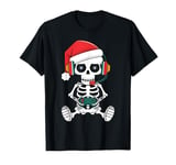 Gamer Skeleton Santa Headphones Christmas Gaming T-Shirt