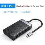 lecteur de cartes mémoire USB Type C 3.0,adaptateur multi-lecteurs pour Micro SD SDHC SDXC MMC TF CF MS Pro Duo Stick Read Switch - Type USB C PRO