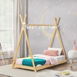 [en.casa] - Lit tipi Vimpeli 80 x 160 cm pour enfant bambou naturel